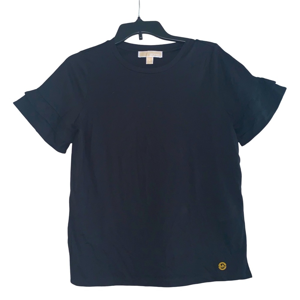 Michael Kors super cute flouncy sleeve black T-shirt size S